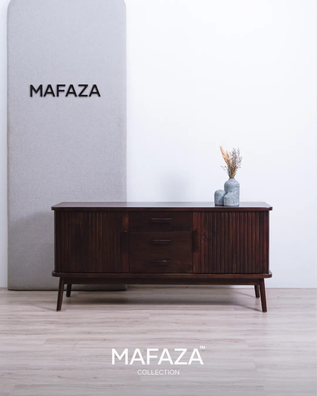 Alpine Slatted Credenza Buffet in Solid Teak