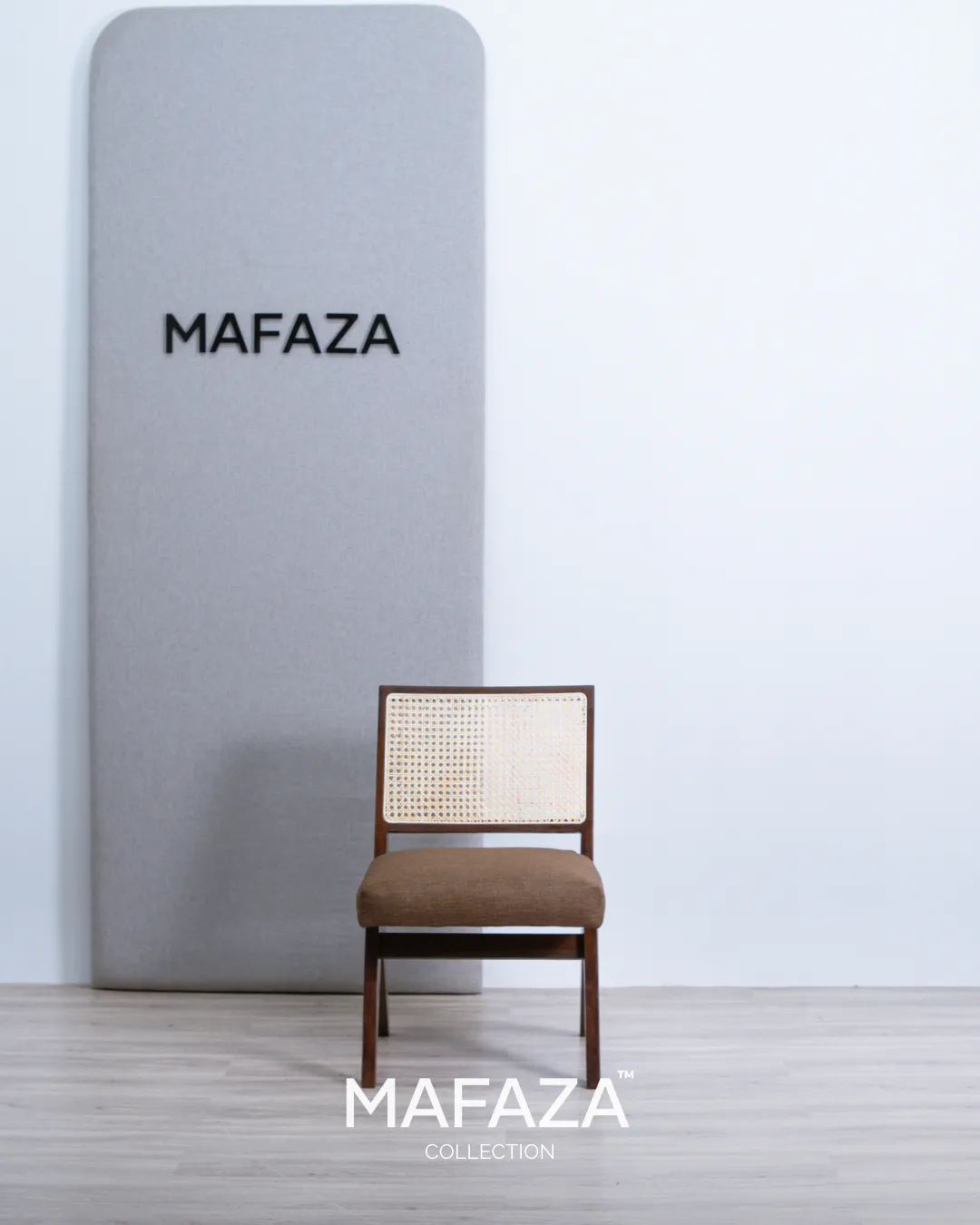 Hayward Dining Chair Minimalist Teak Combined with Rattan Light Chestnut Finish Dark Cocoa Upholstery