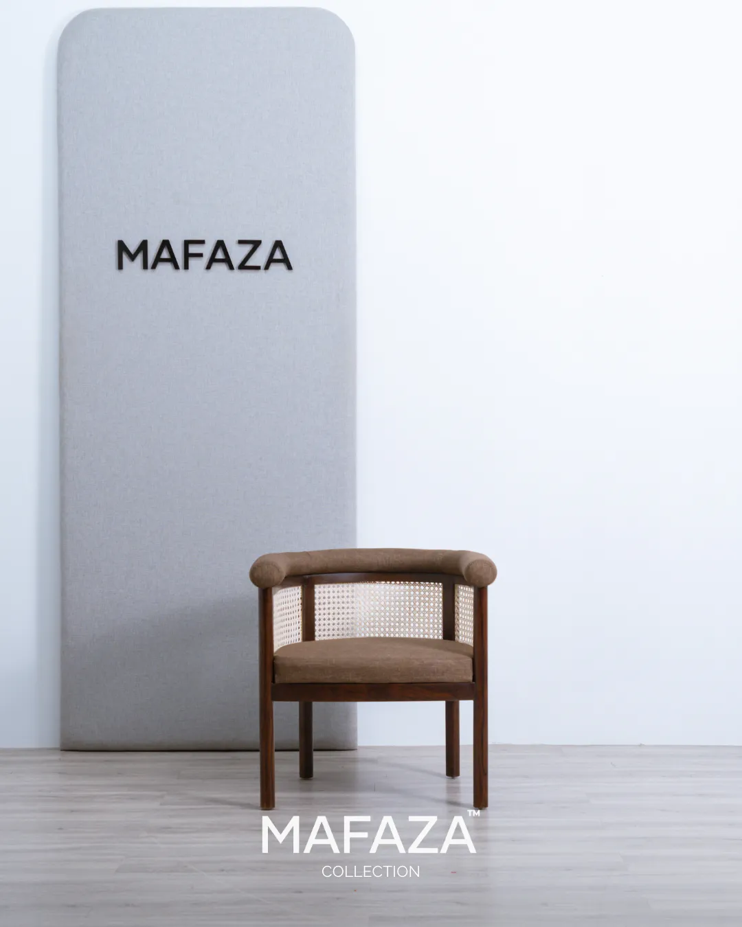 Jensen Dining Chair Teak Combined with Rattan Light Chestnut Finish Dark Cocoa Upholstery
