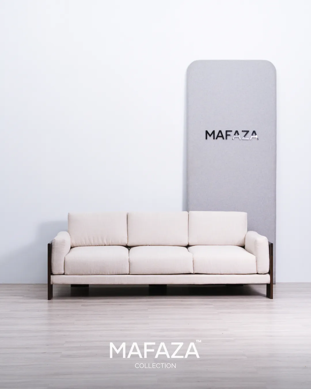 Marcia 3-Seater Sofa Elegant 220 Solid Teak Wood Light Chestnut Finish Custard Cushion