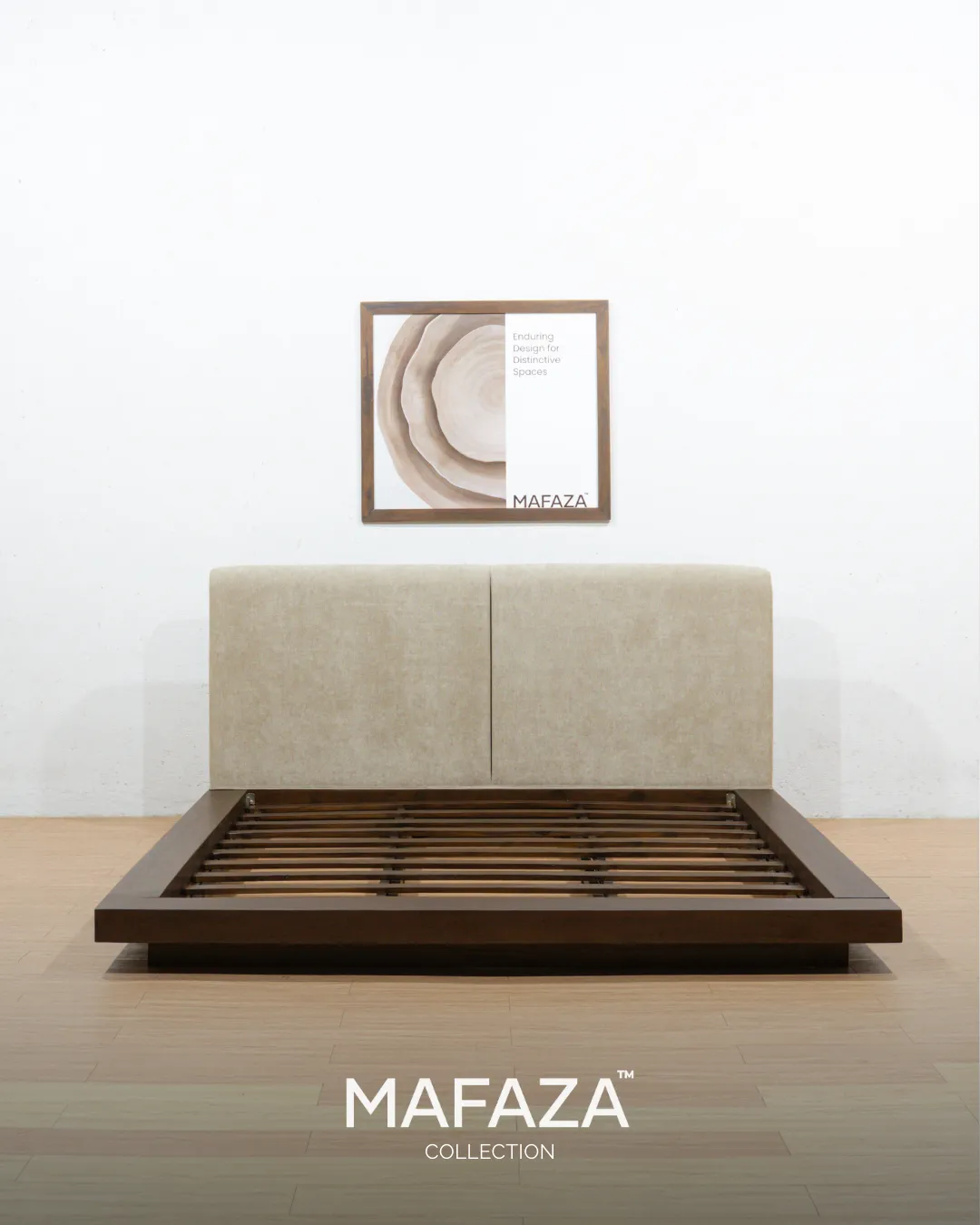 Worth Bed Frame without Side Tables in Natural Teak
