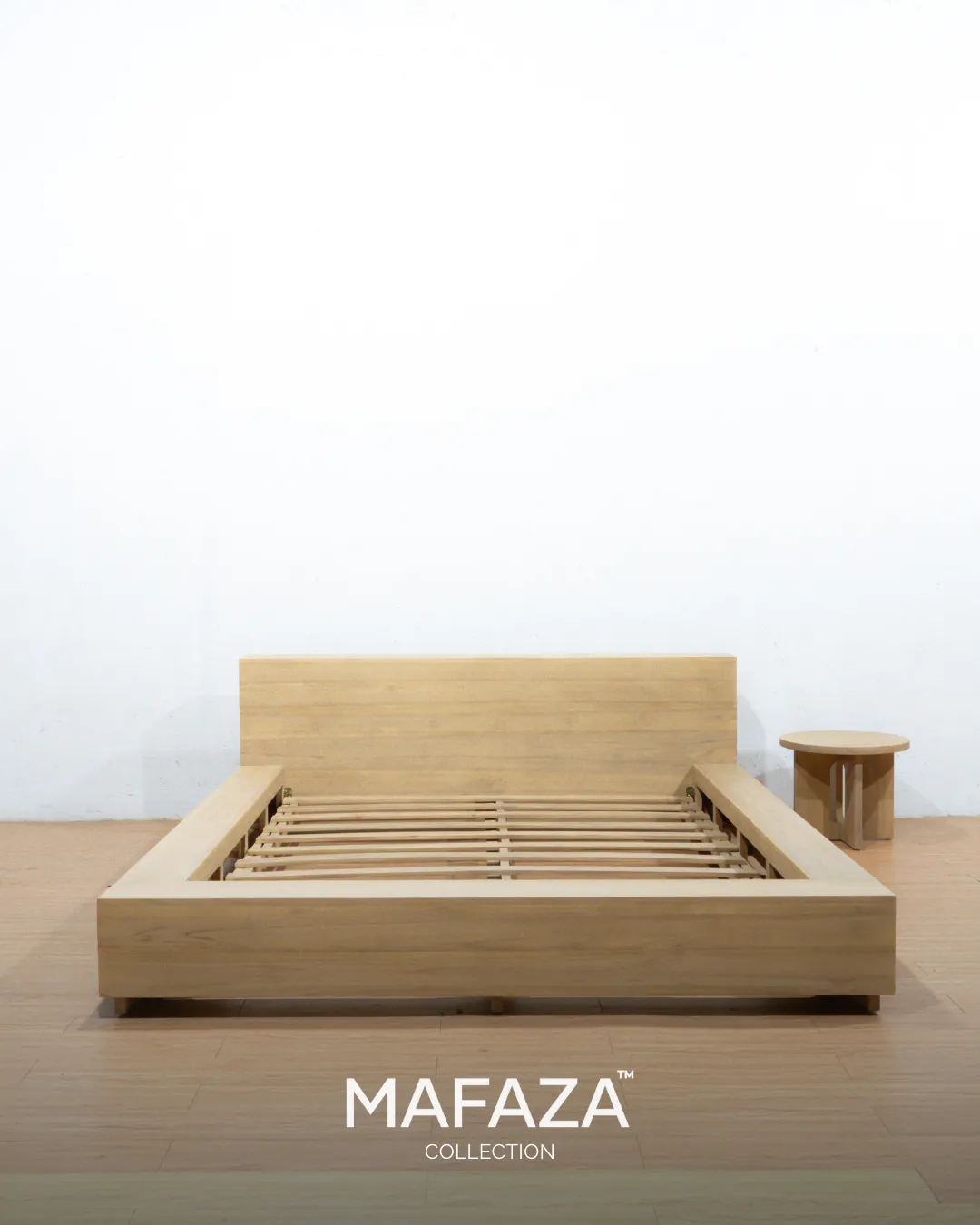 Zen Bloc King Size Bed Frame in Custom Teak Wood