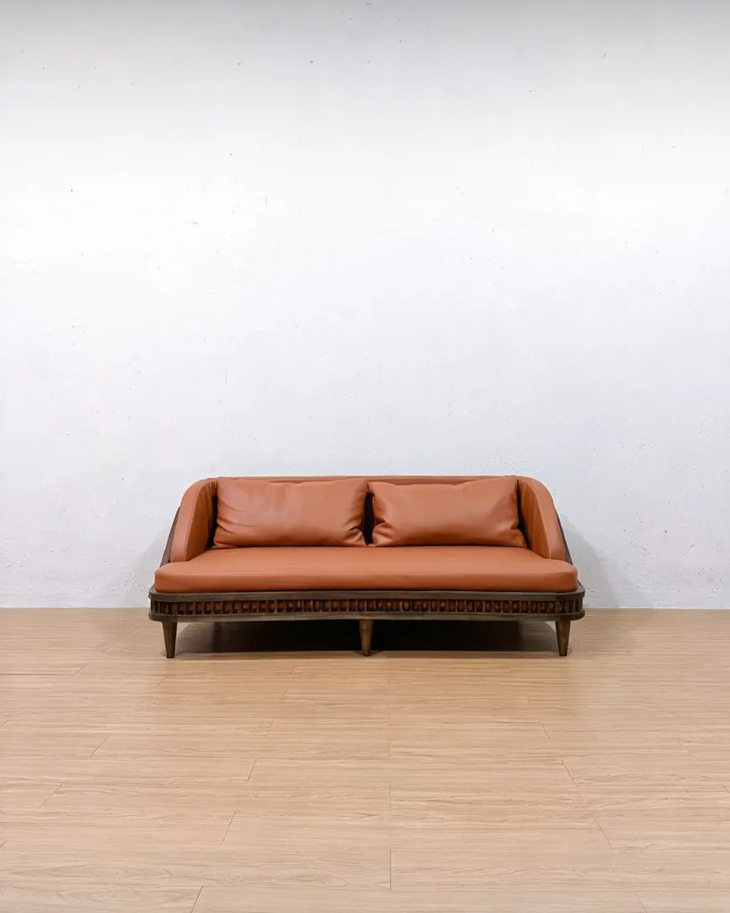 Contemporary teak wood sofa for living room and lounge area