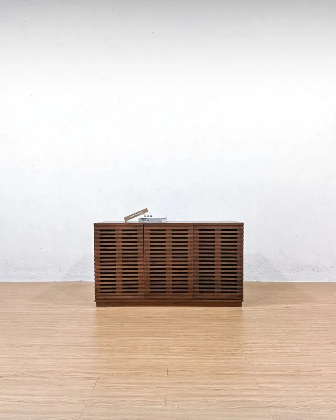 Slate teak sideboard featuring 3 doors and 6 spacious shelves for modern storage