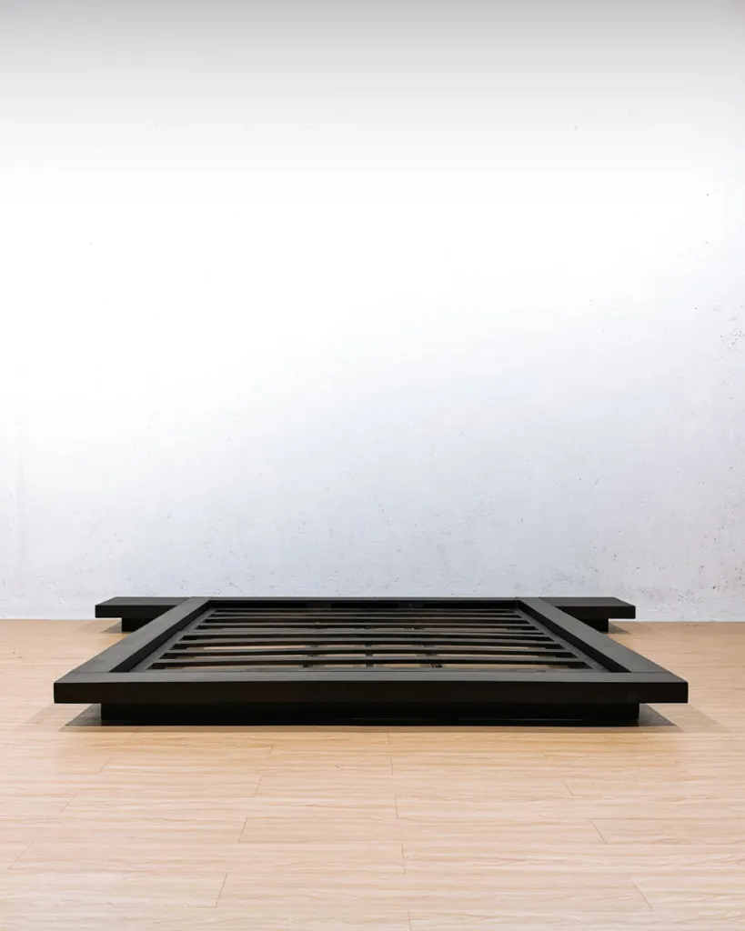 Worth minimalist platform bed frame 200x200 cm in teak wood, headboard-free edition