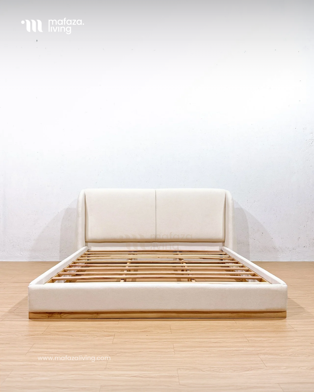 Adon Upholstered Bed Frame 200x200 in Teak