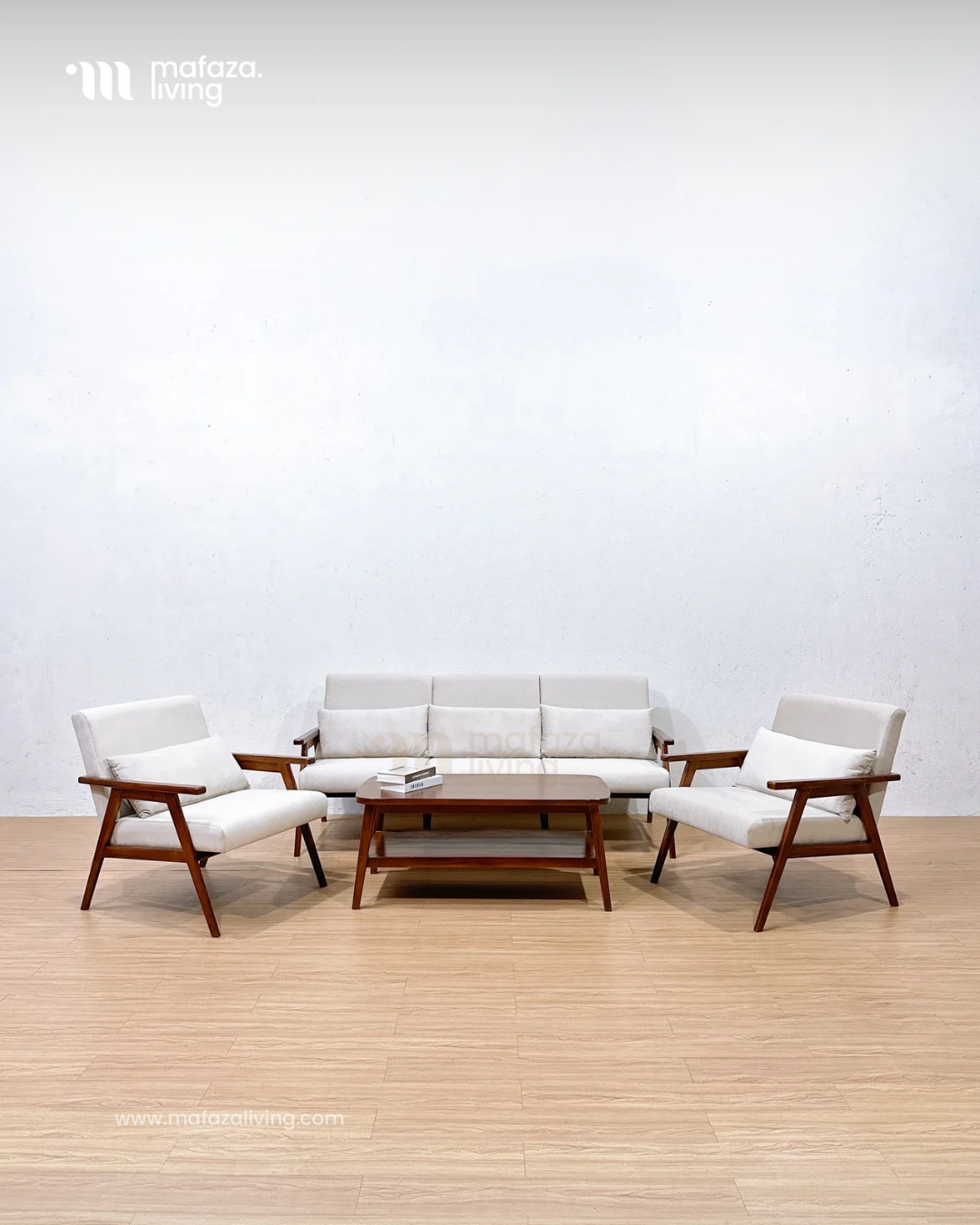 Giorgia Scandinavian Teak Wood Sofa Set