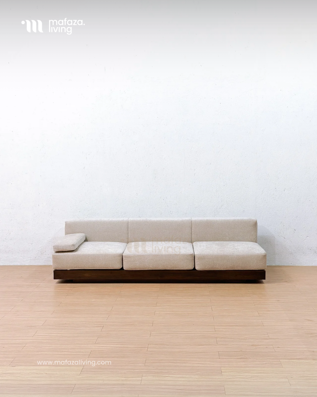 Joaquim Contemporary 3-Seater Sofa in Teak Base