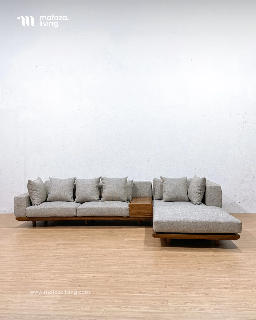 Maxi Teak Wood Sectional Sofa with Storage