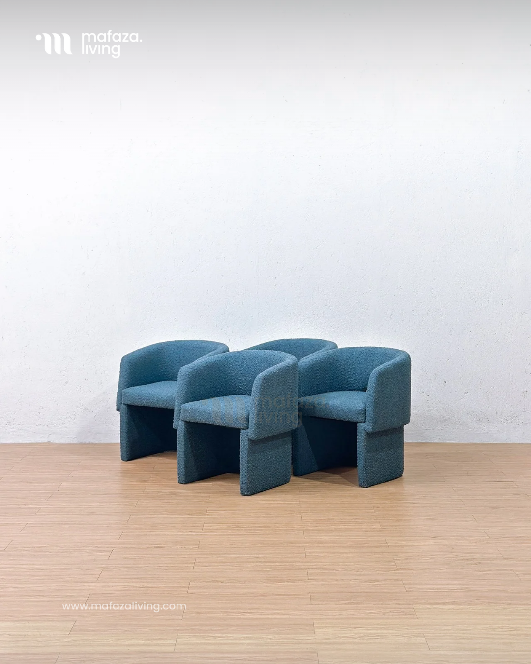 Morrell Modern Dining Chair – Teak Wood Frame with Boucle Upholstery