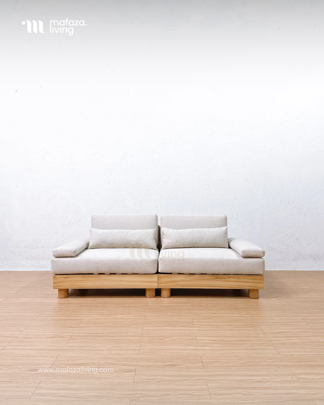 Truro Modular Teak Wood Sofa – 2-Seater Comfort with Timeless Design