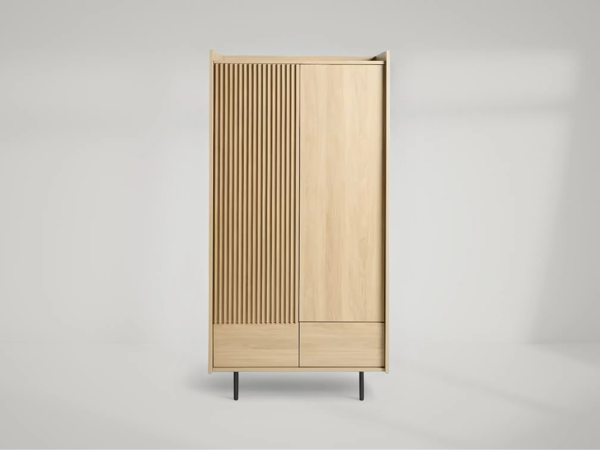 Blaze double wardrobe in solid teak with elegant minimalist design by Mafaza Living