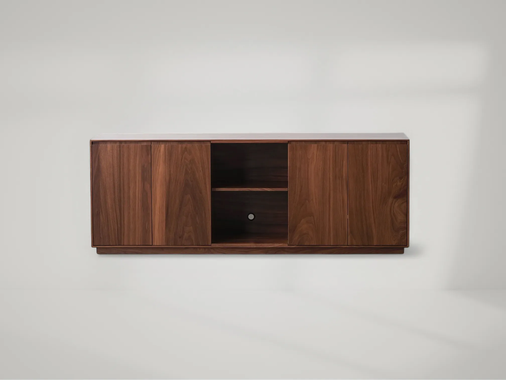 Douglas 4-Doors Media Cabinet – Four-door media cabinet combining practical storage and minimalist teak form by Mafaza Living