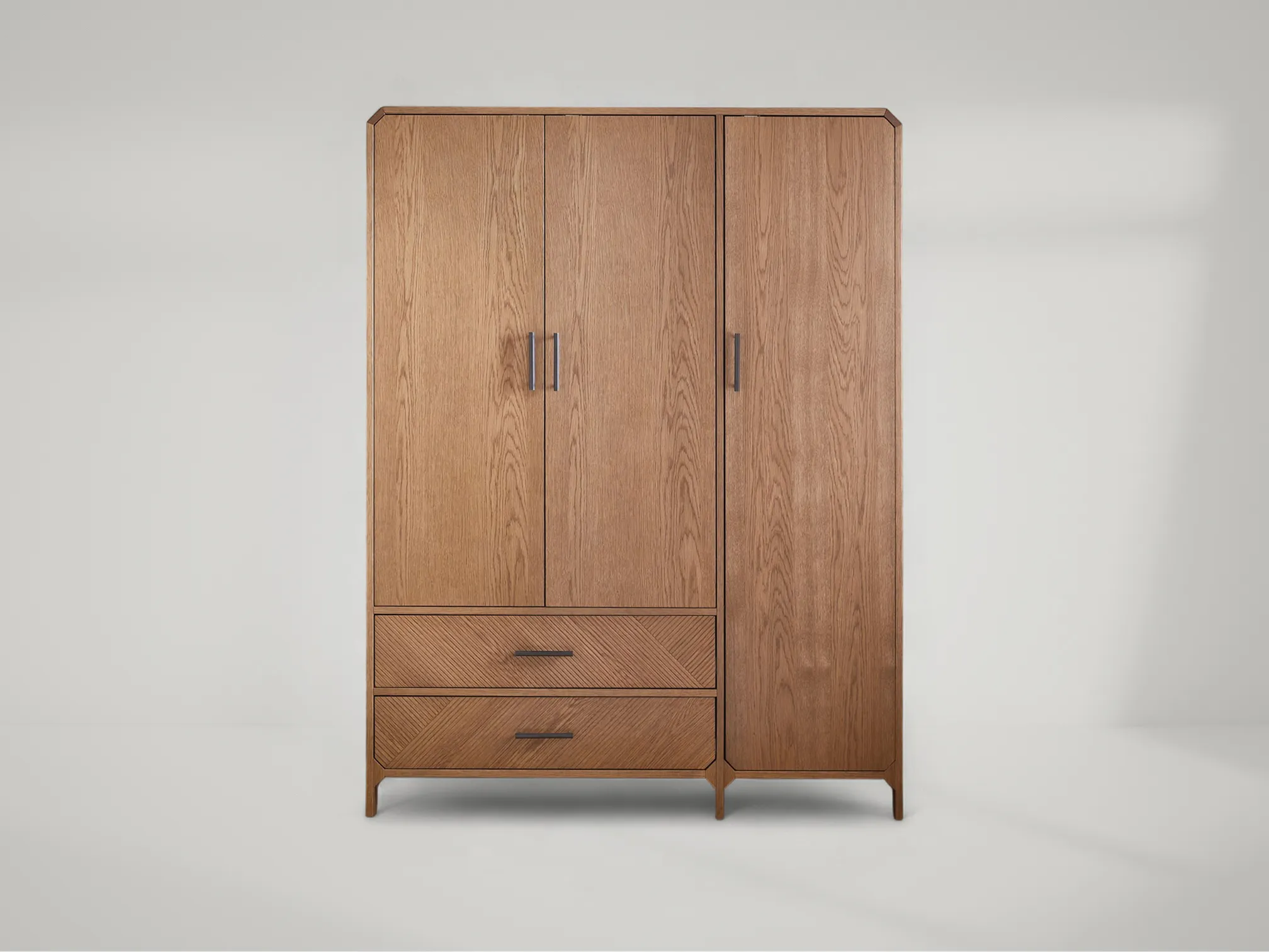 Ellis teak wood wardrobe with balanced proportions and clean natural tone by Mafaza Living