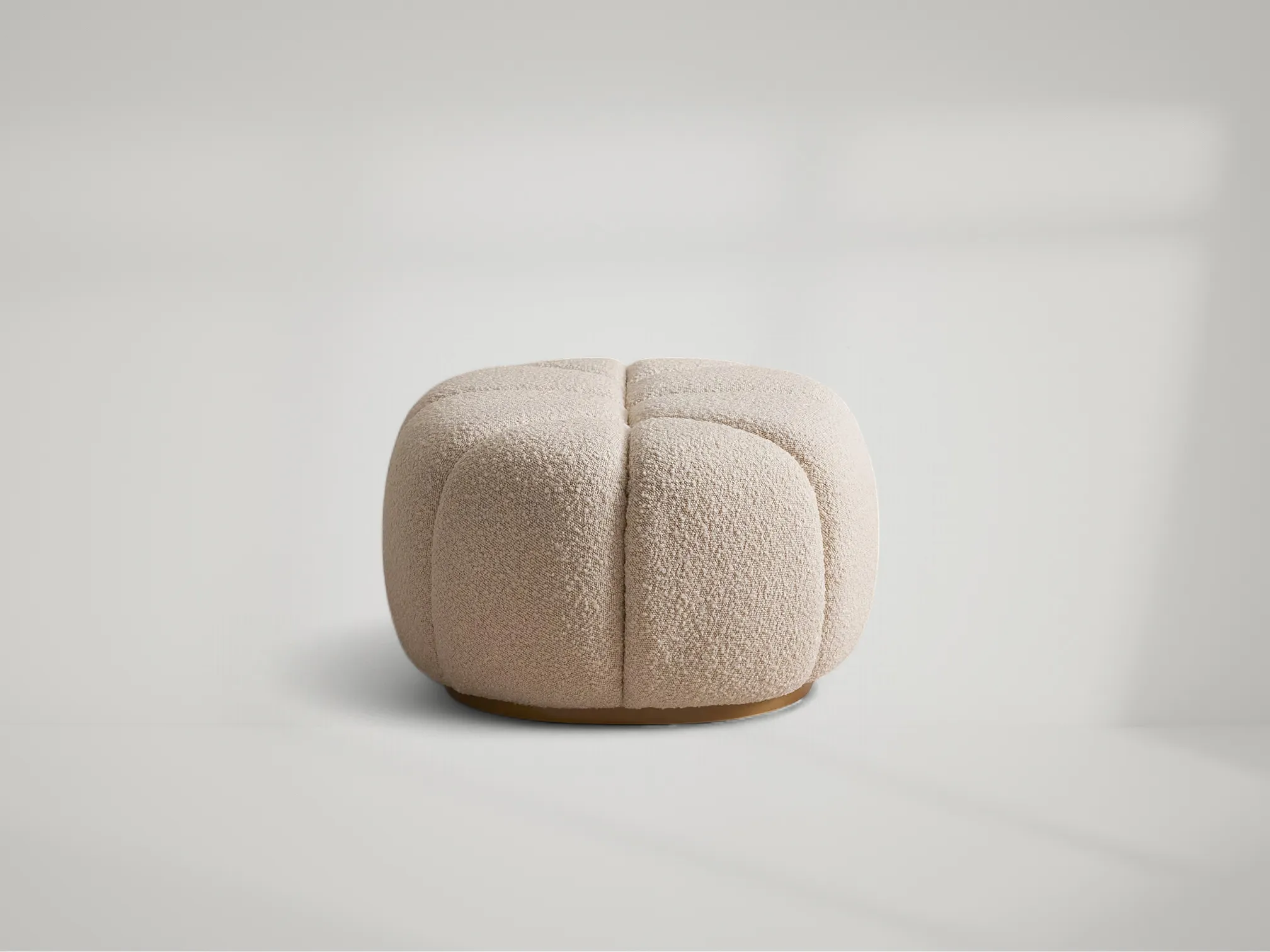 Garret Footstool – Compact footstool with teak frame and smooth upholstered seat by Mafaza Living