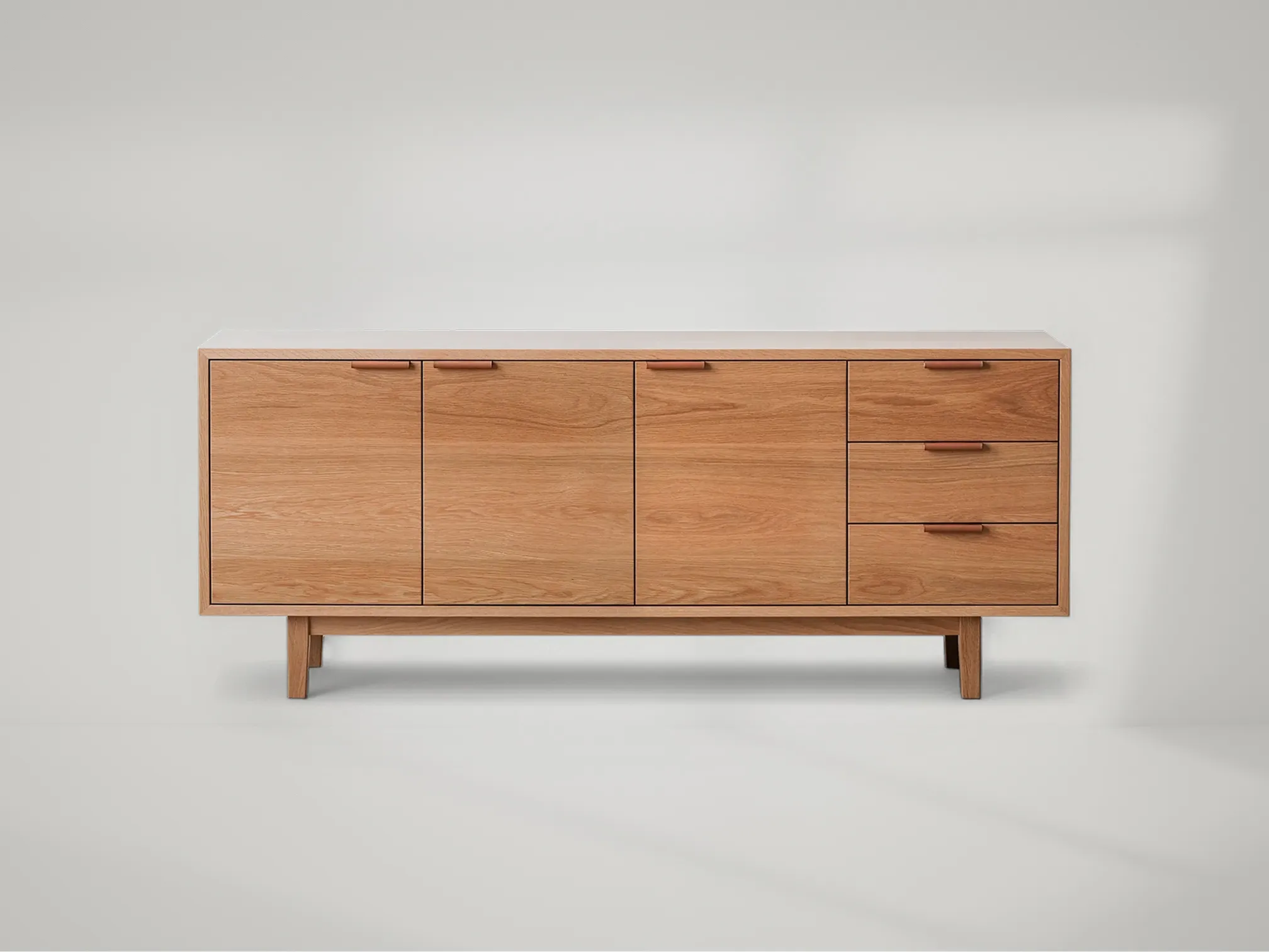 Hayward 3-Doors and 3-Drawers Media Cabinet – Media cabinet with triple doors and drawers in solid teak by Mafaza Living