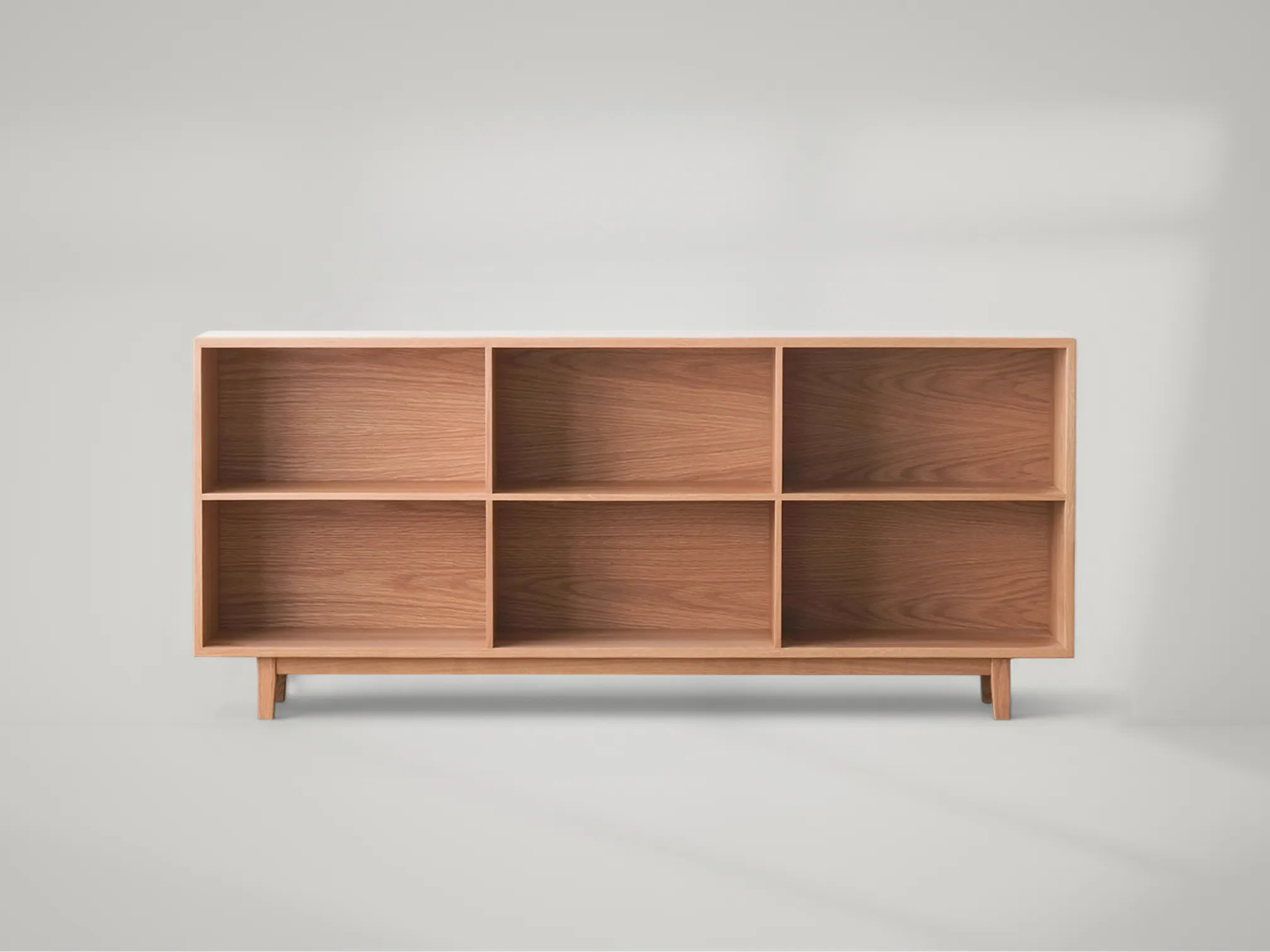 Hayward teak wood bookcase featuring clean lines, generous shelving, and timeless modern design by Mafaza Living