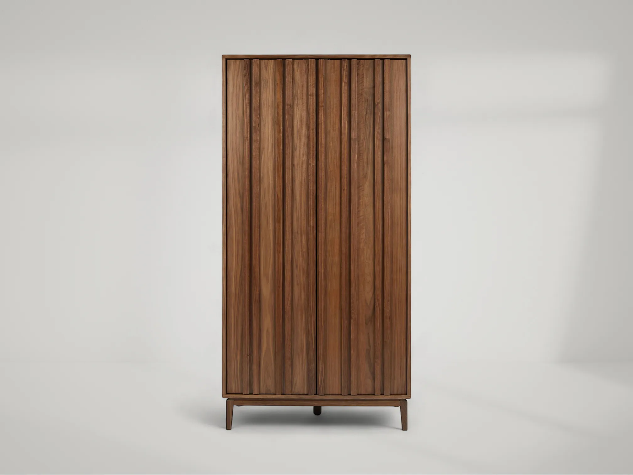 Jasper Conran double wardrobe with luxurious teak texture and functional interior by Mafaza Living