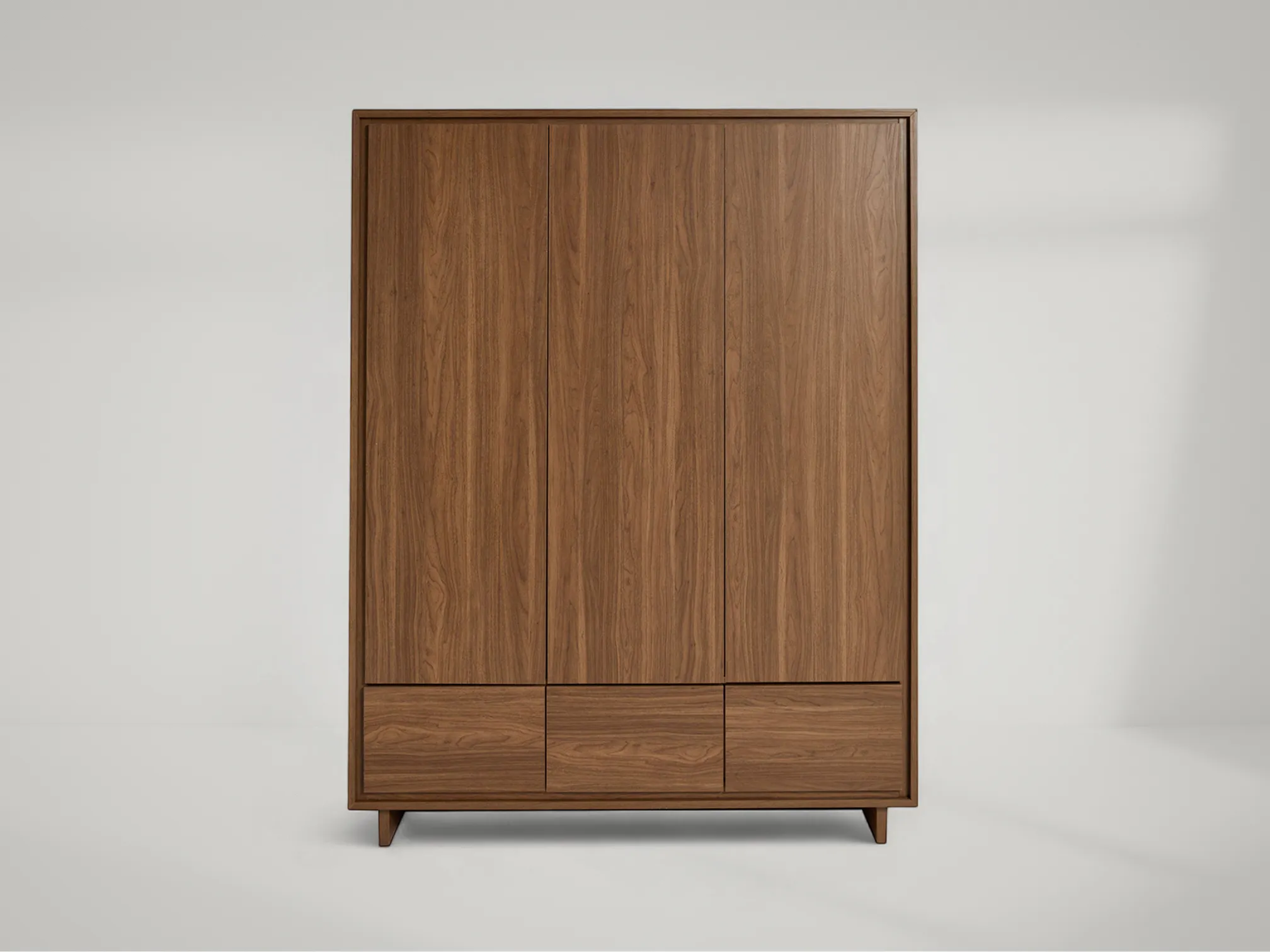 Kaci Triple Wardrobe with Three Doors and Drawers – Solid Teak Wood Wardrobe by Mafaza Living