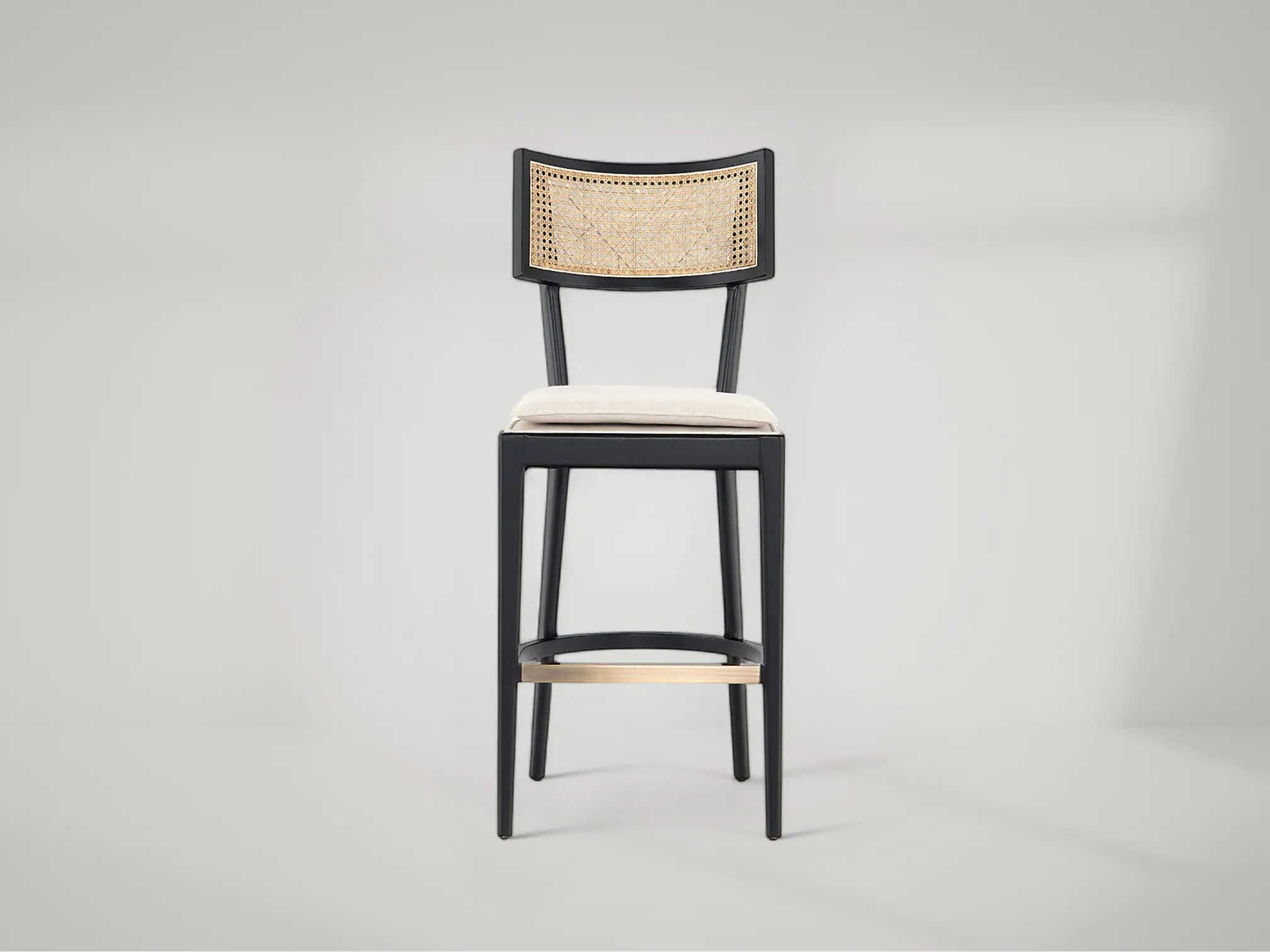 Libby cane and teak counter stool blending woven rattan texture and modern grace by Mafaza Living