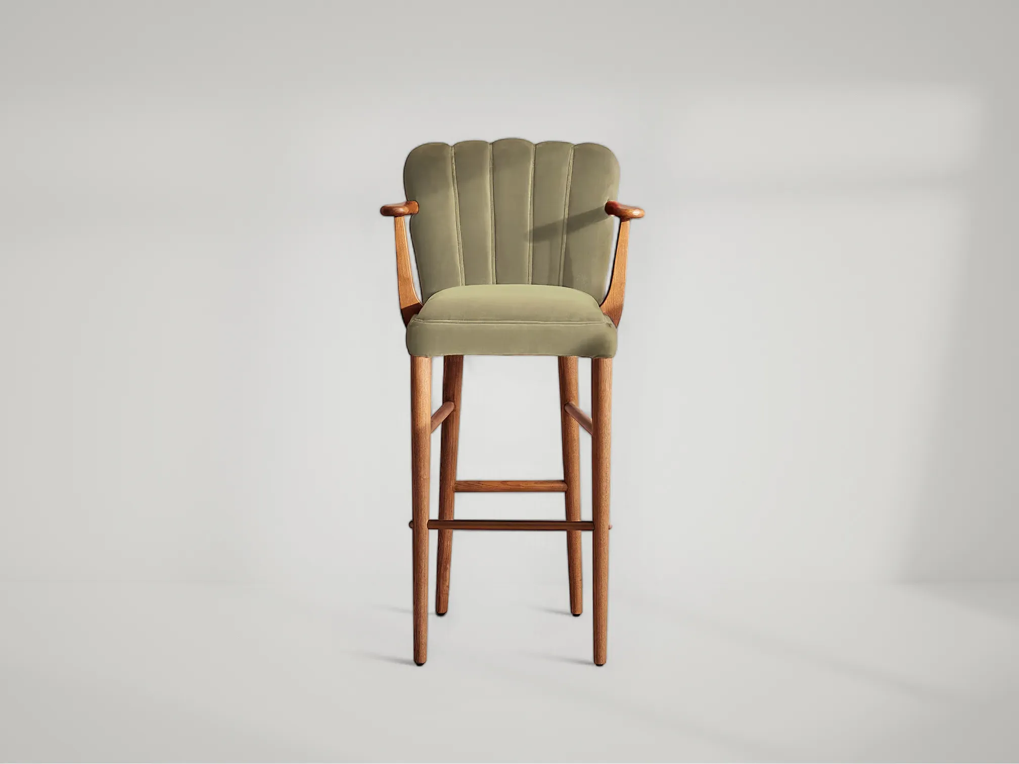 Mae teak bar stool with rounded seat and minimalist charm by Mafaza Living