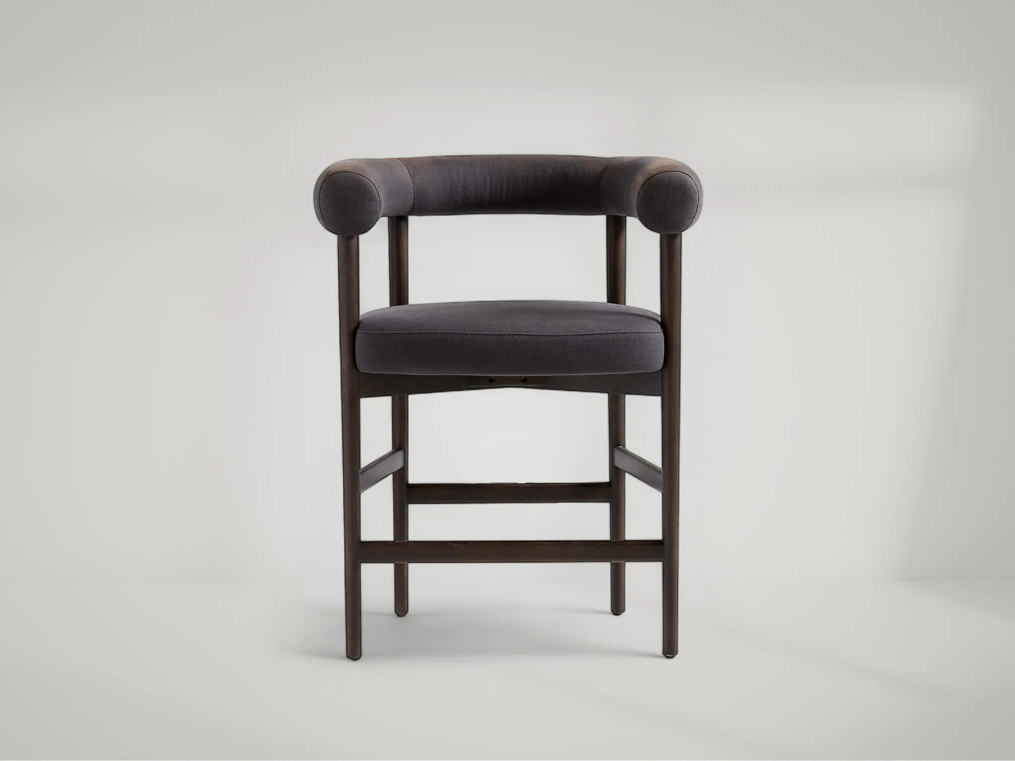 Mazz curved counter stool with organic shape and natural teak finish by Mafaza Living