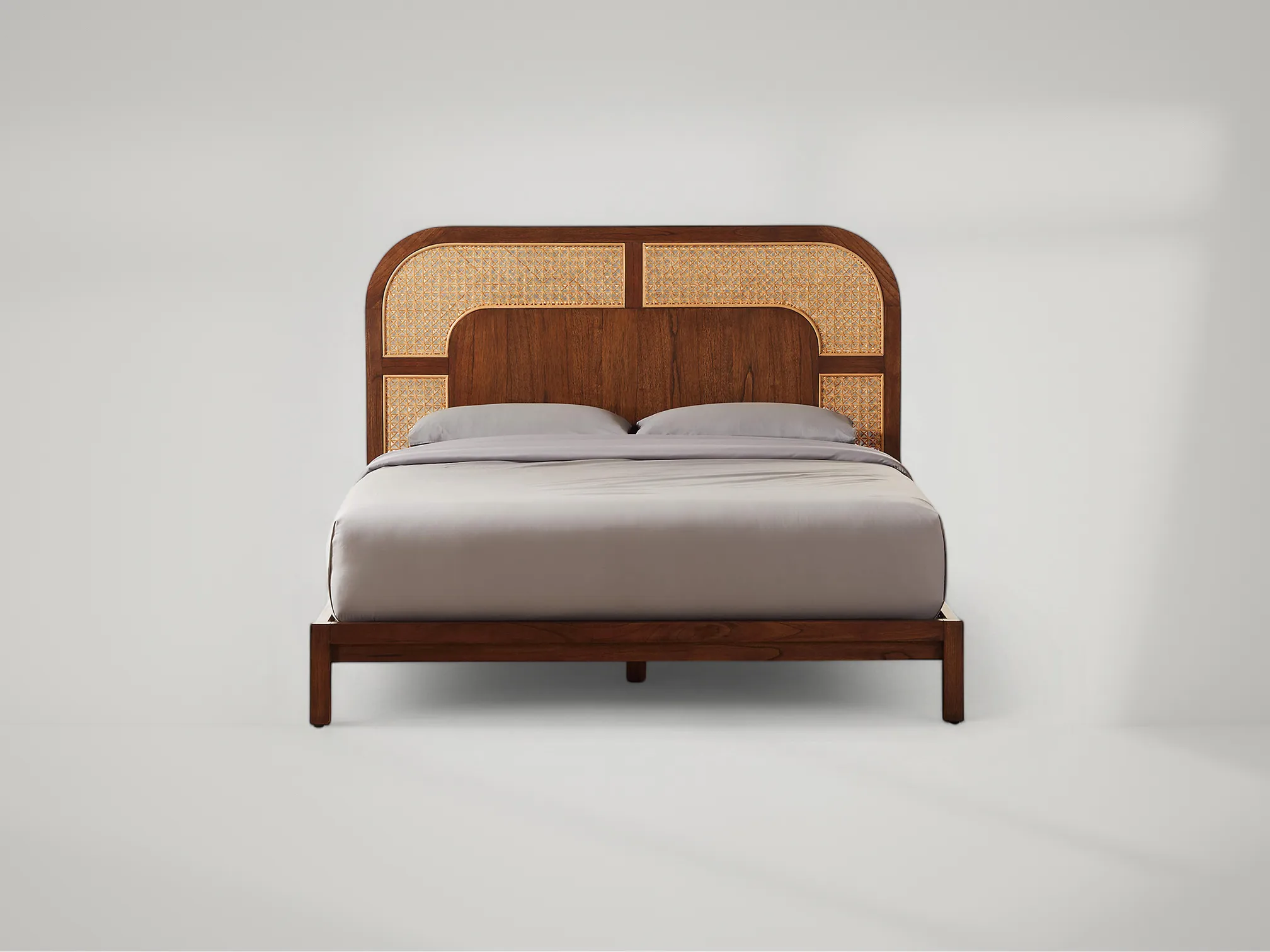 Nadi teak bed frame featuring simplicity and enduring craftsmanship by Mafaza Living