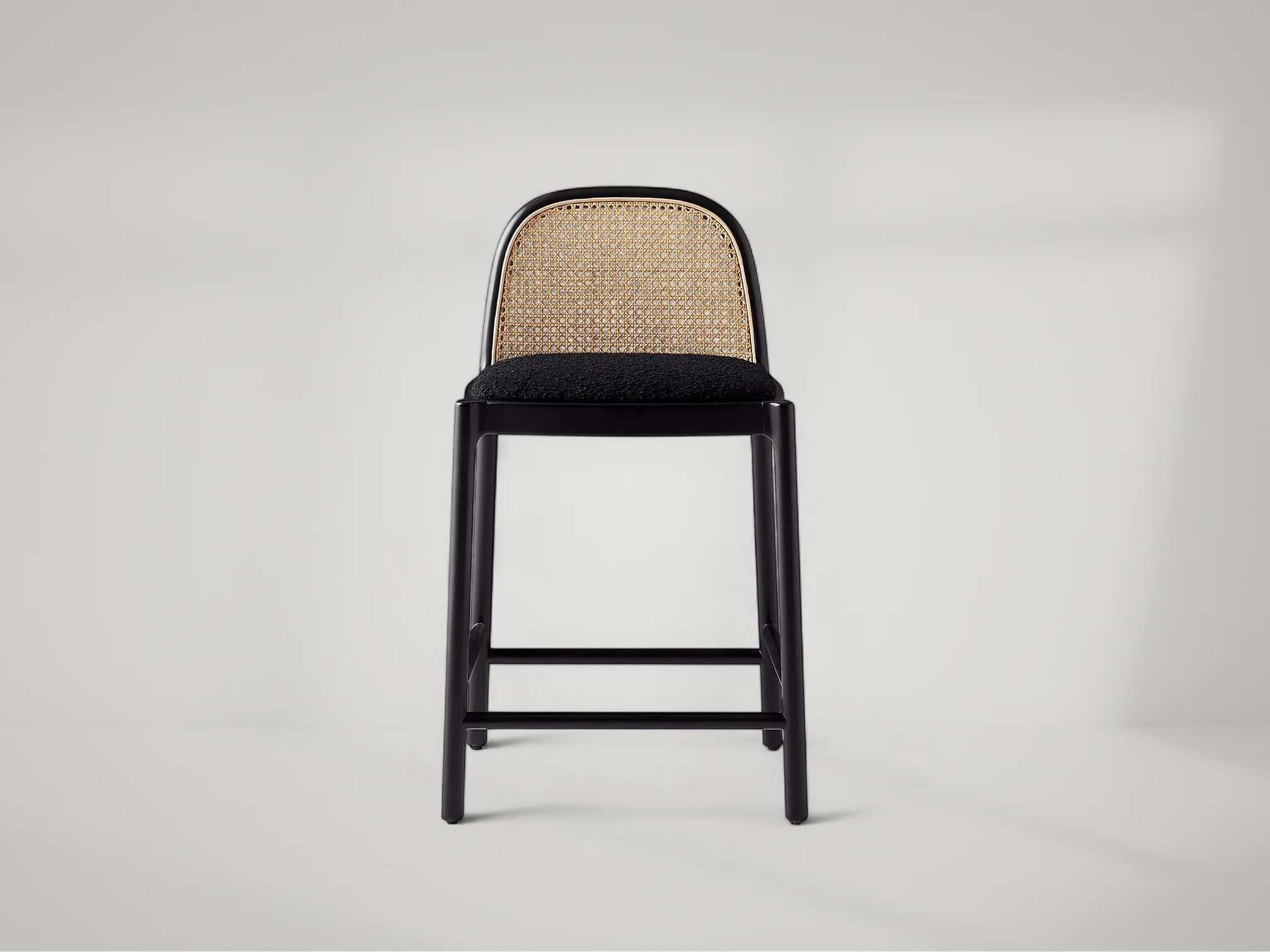 Nadia cane and teak counter stool with artisanal craftsmanship and warm natural feel by Mafaza Living