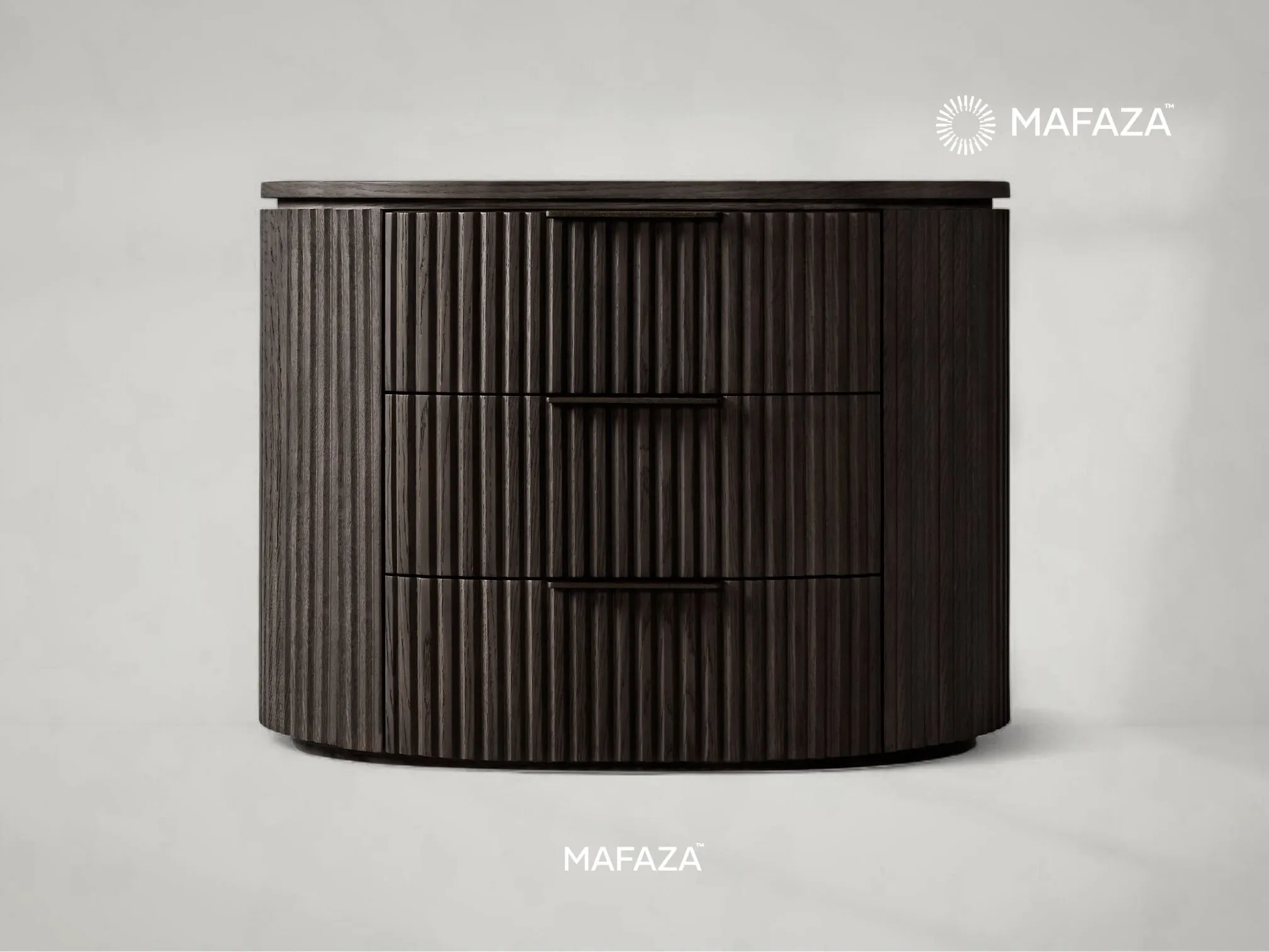 Modern closed nightstand with a single drawer and cabinet, crafted from solid Certified Teak Wood with a natural grain finish, styled in a bright minimalist bedroom corner.