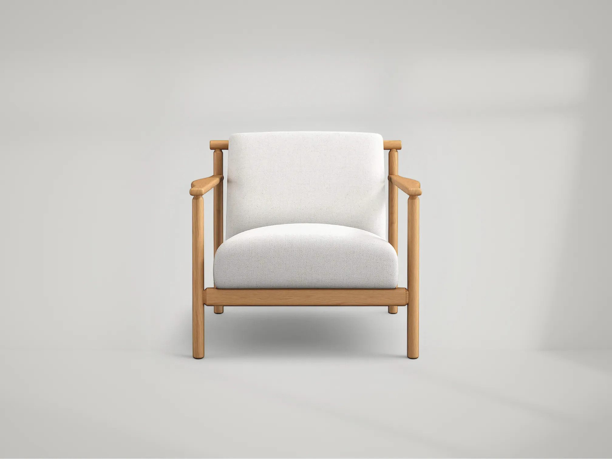 Ojai Accent Chair – Mid-century teak chair with contoured seat and woven rattan back by Mafaza Living