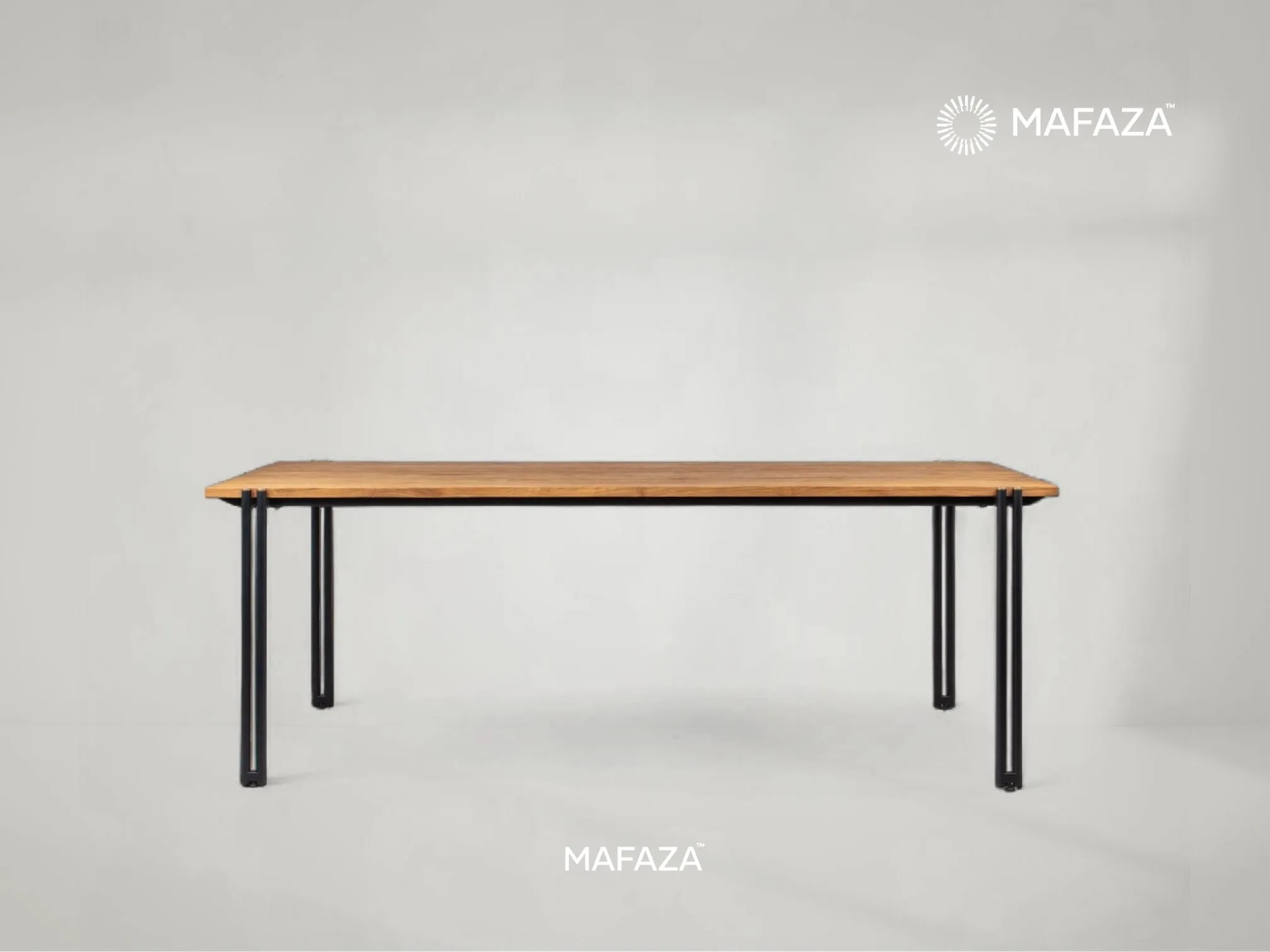 Outline Dining Table – Modern Teak and Metal Dining Table by Mafaza Living