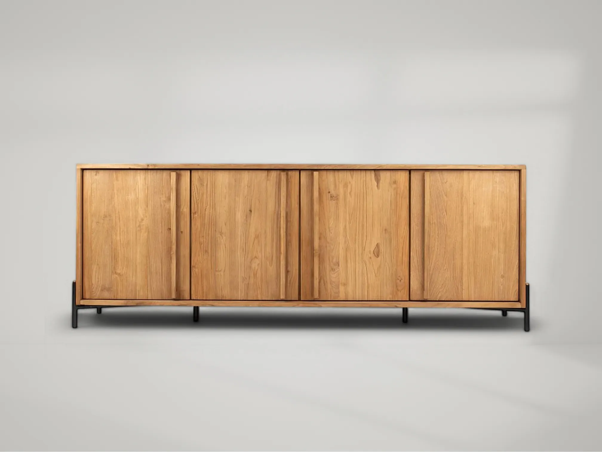 Outline Tall Dresser - 4 Doors – Four-door tall teak dresser with clean lines and versatile storage by Mafaza Living