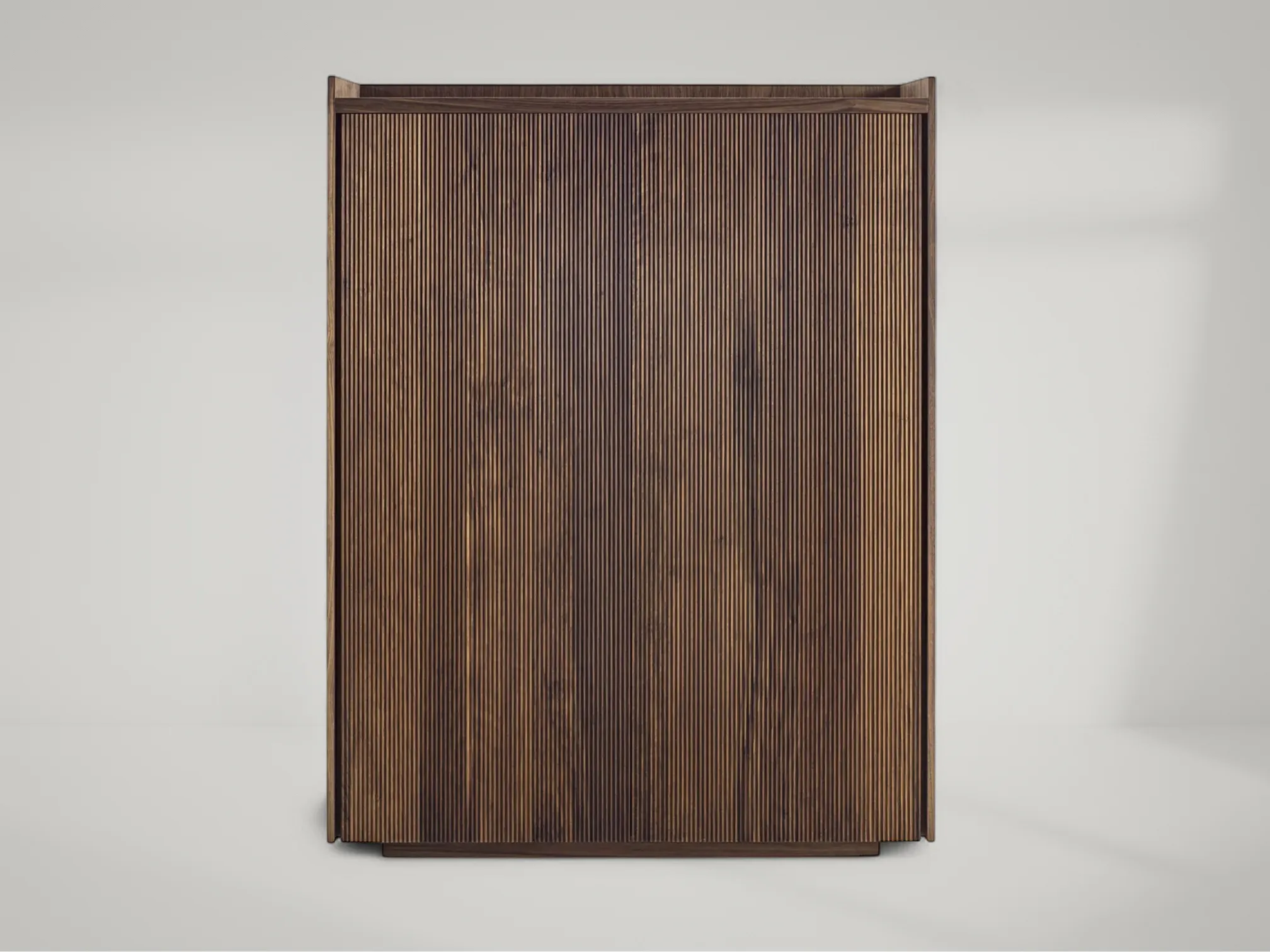 Revo wood highboard with rich teak grain and sculptural cabinet design by Mafaza Living