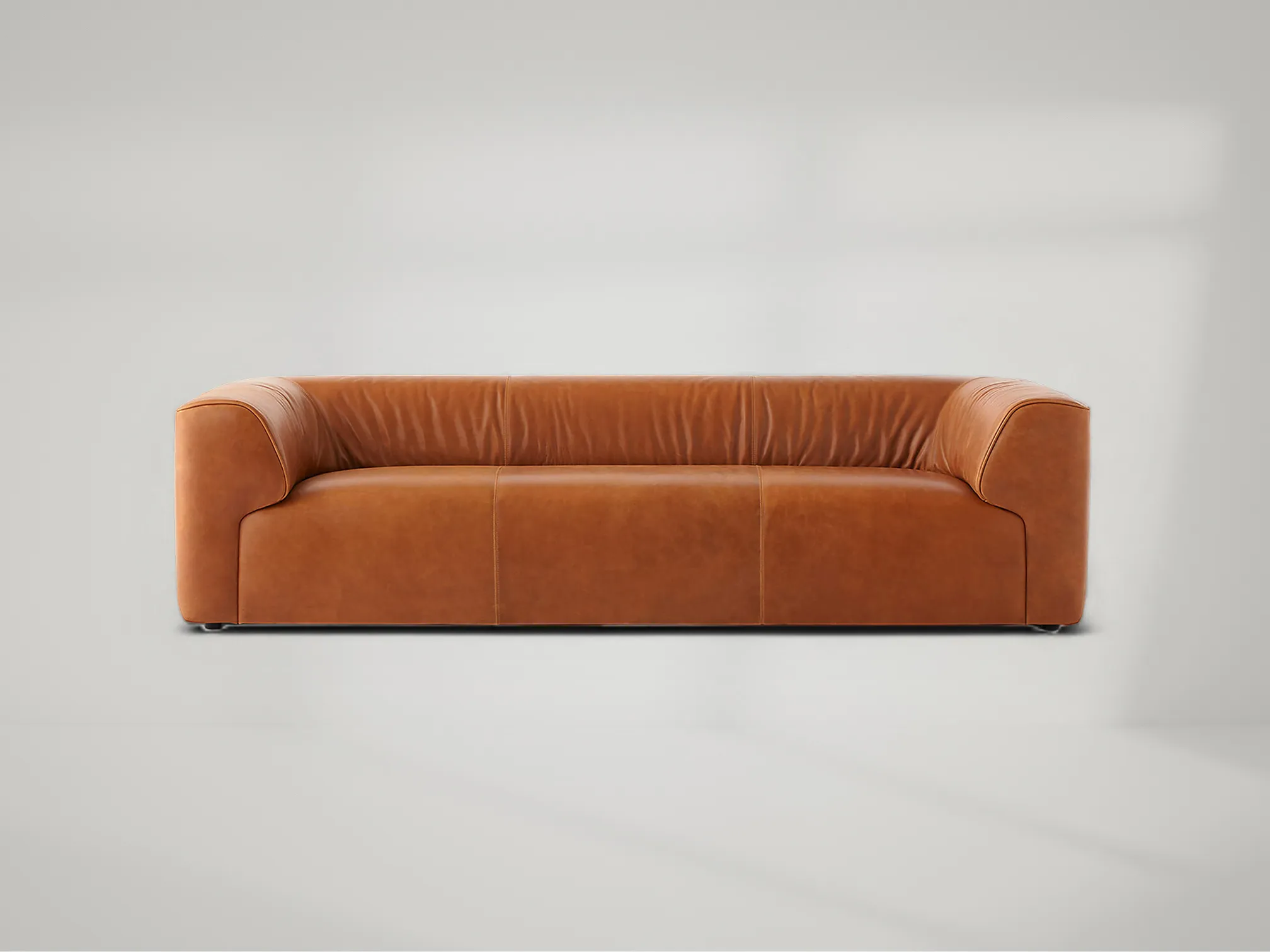 Rodez Saddle Leather Sofa – Full-grain saddle leather sofa with teak base and artisanal detailing by Mafaza Living