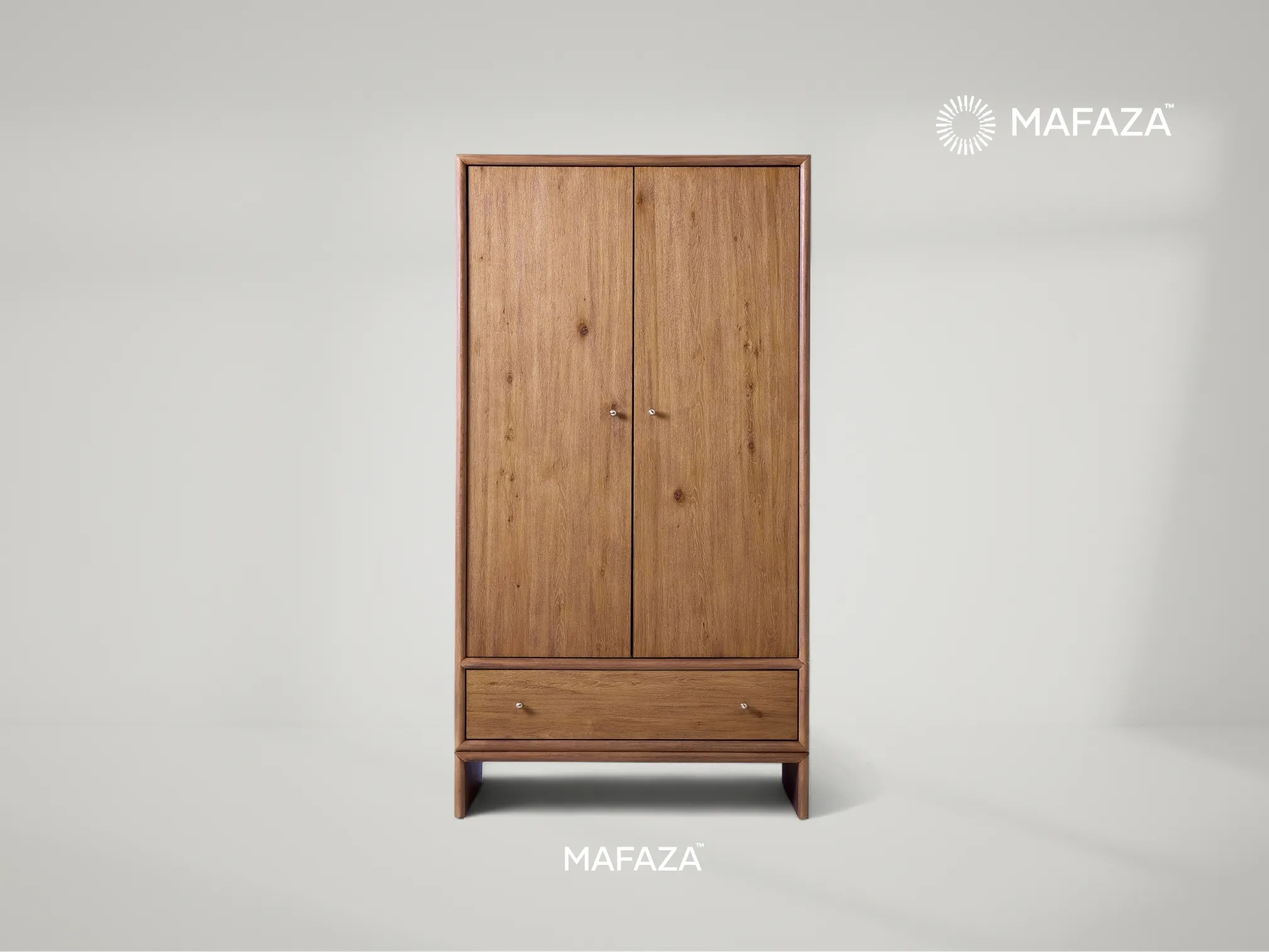 Selm Teak Wardrobe with 2 Doors, Hanging Rail, Shelf, and Bottom Drawer – Certified Solid Wood Storage Furniture