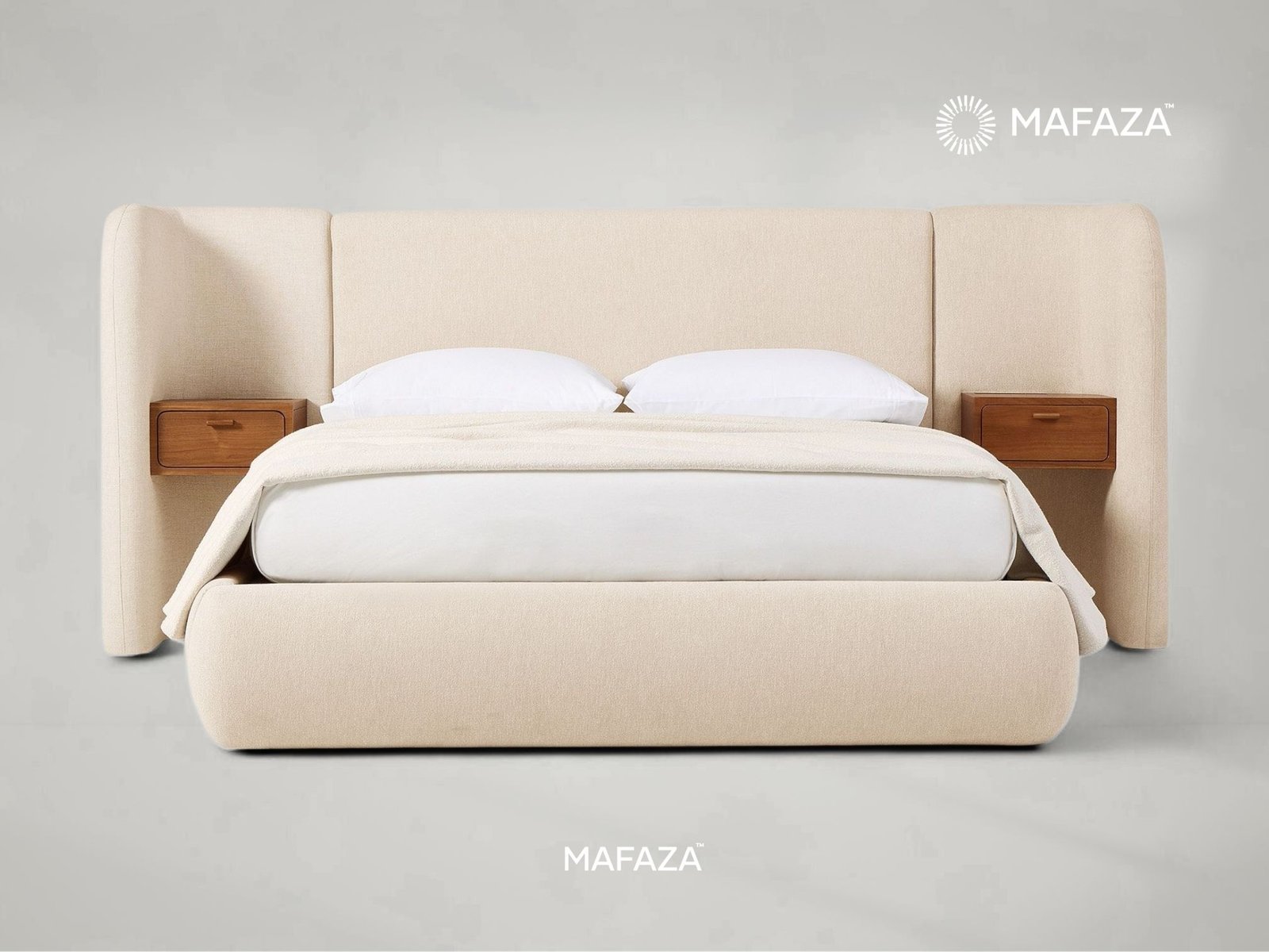 Siena Wingback Bed Frame with Charging Nightstands