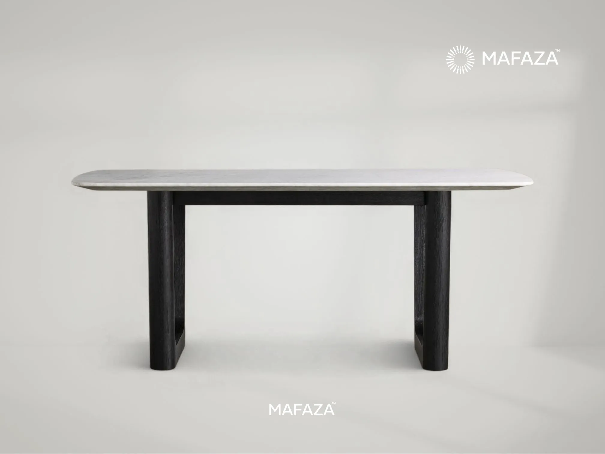 Luxury round dining table featuring a white Carrara Marble top with natural grey veining and a solid Certified Teak Wood pedestal base. Perfect for high-end modern dining rooms.
