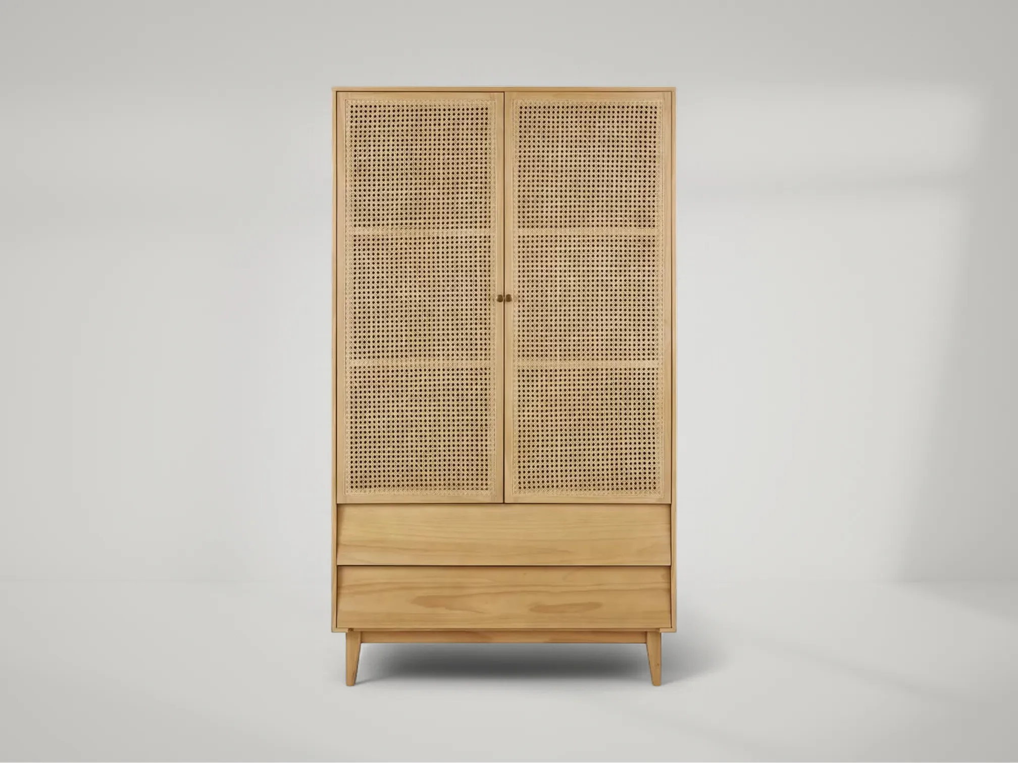 Suzelle solid teak wardrobe with refined lines and contemporary detailing by Mafaza Living