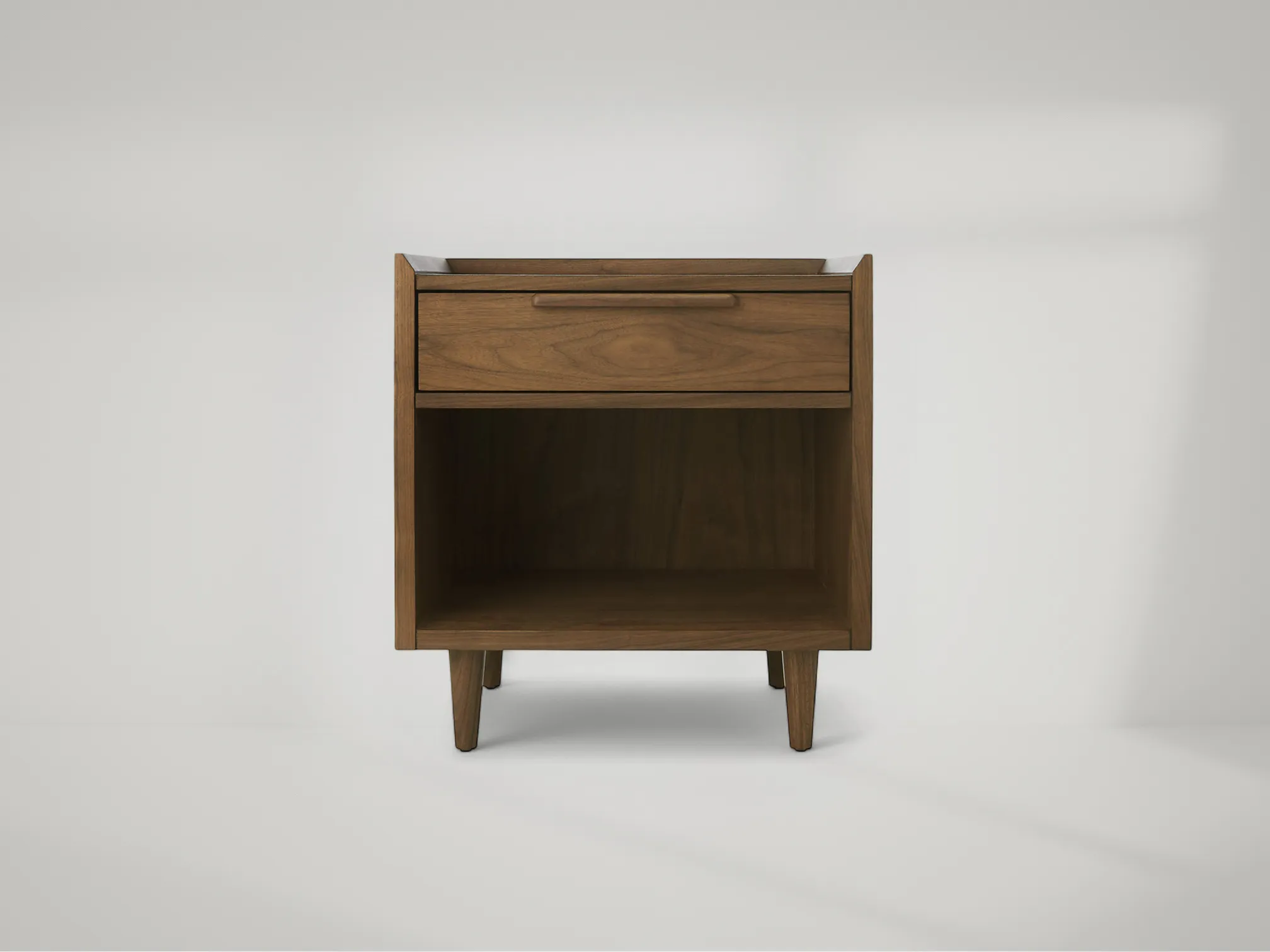 Tate teak wood nightstand with minimalist design and smooth drawer finish by Mafaza Living