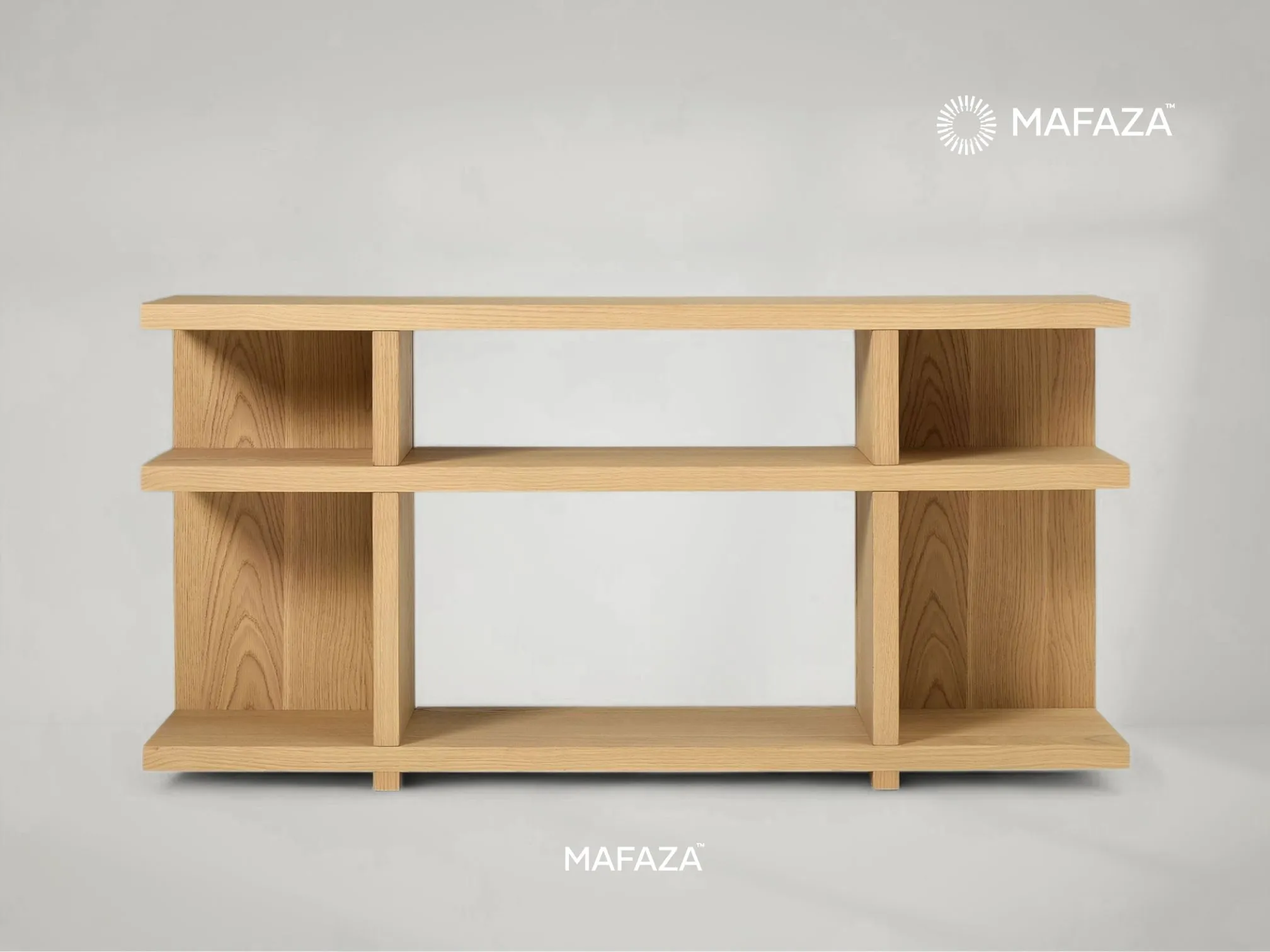 Wallace modular low shelf unit in certified teak wood by Mafaza Living